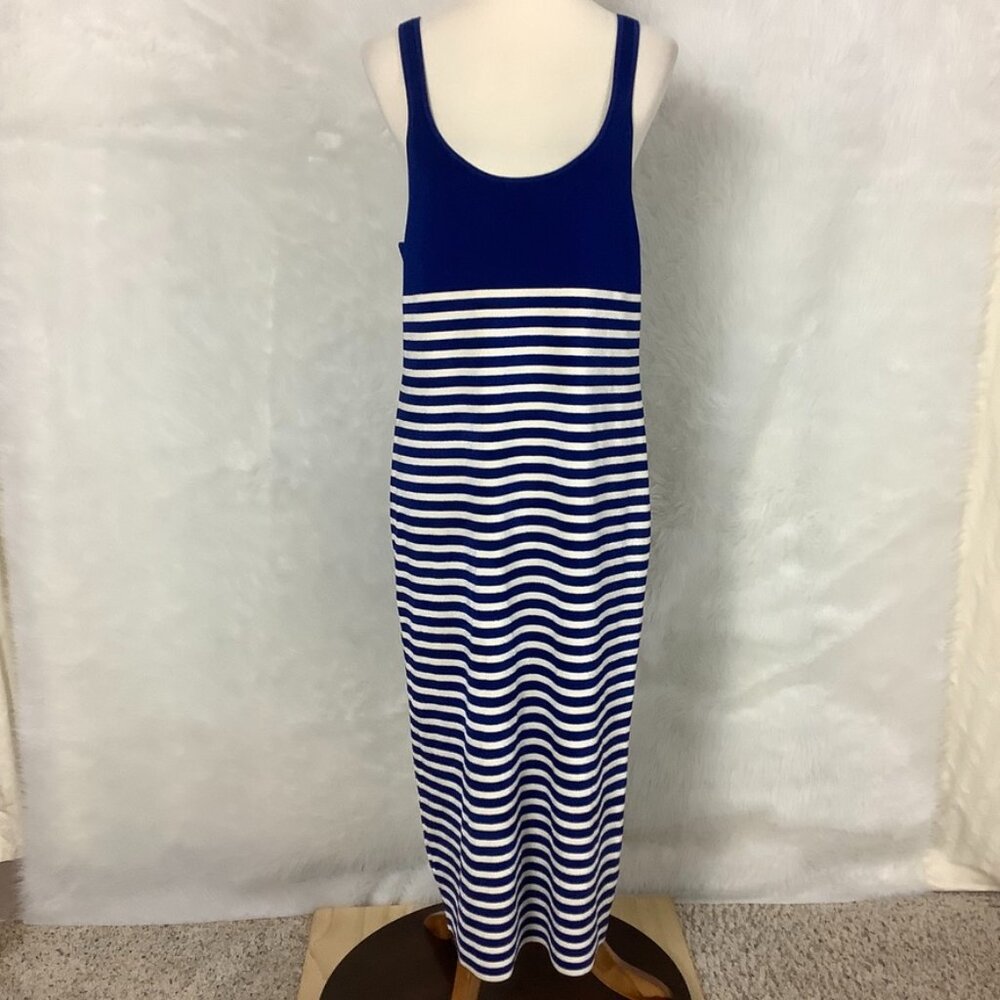 J. Crew Sleeveless Cyan Blue & Ivory Sweater Dress In Stripe NWT XXL
